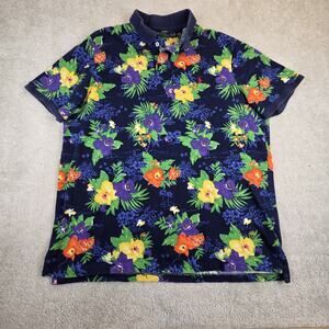 Polo Ralph Lauren Polo Shirt Mens XL Navy Floral Classic Fit AOP